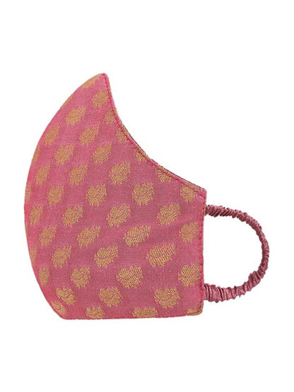 Women 2 Pcs Purple Reusable 3-Ply Pure Chanderi Banarasi Protective Outdoor Masks