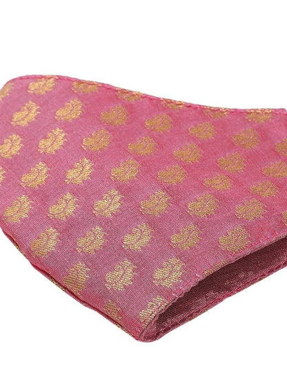 Women 2 Pcs Purple Reusable 3-Ply Pure Chanderi Banarasi Protective Outdoor Masks