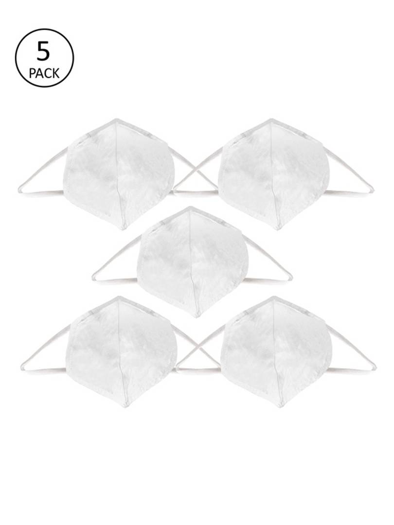 Women Printed Pack of 5 Reusable 2-Ply Cotton Cloth Masks