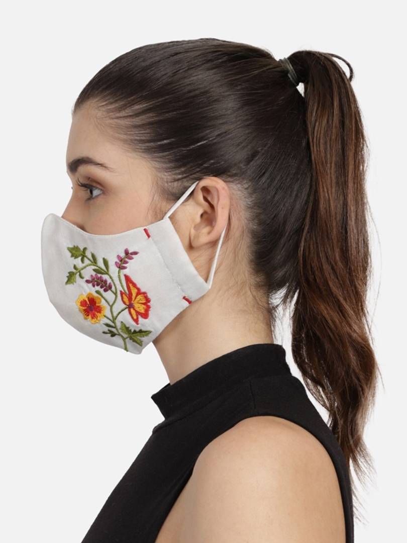 Women Embroidered 3-Ply Reusable Cloth Masks
