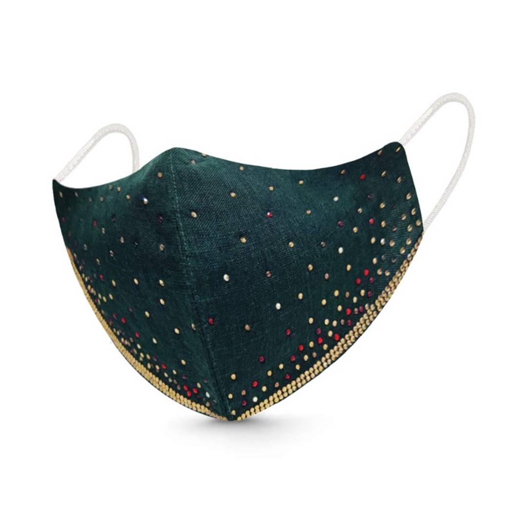 Diamond Stone Fashion Mask for Ladies. Light Weight, Breathable & Skin Friendly. Hand Washable & Reusable Fabric. 3 Layer of Protection with Super Soft Spandex Ear Loops. (Pack of 5Pcs).