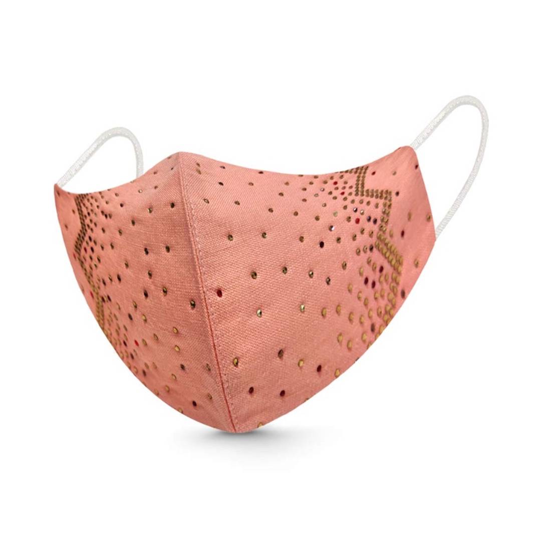 Diamond Stone Fashion Mask for Ladies. Light Weight, Breathable & Skin Friendly. Hand Washable & Reusable Fabric. 3 Layer of Protection with Super Soft Spandex Ear Loops. (Pack of 5Pcs).