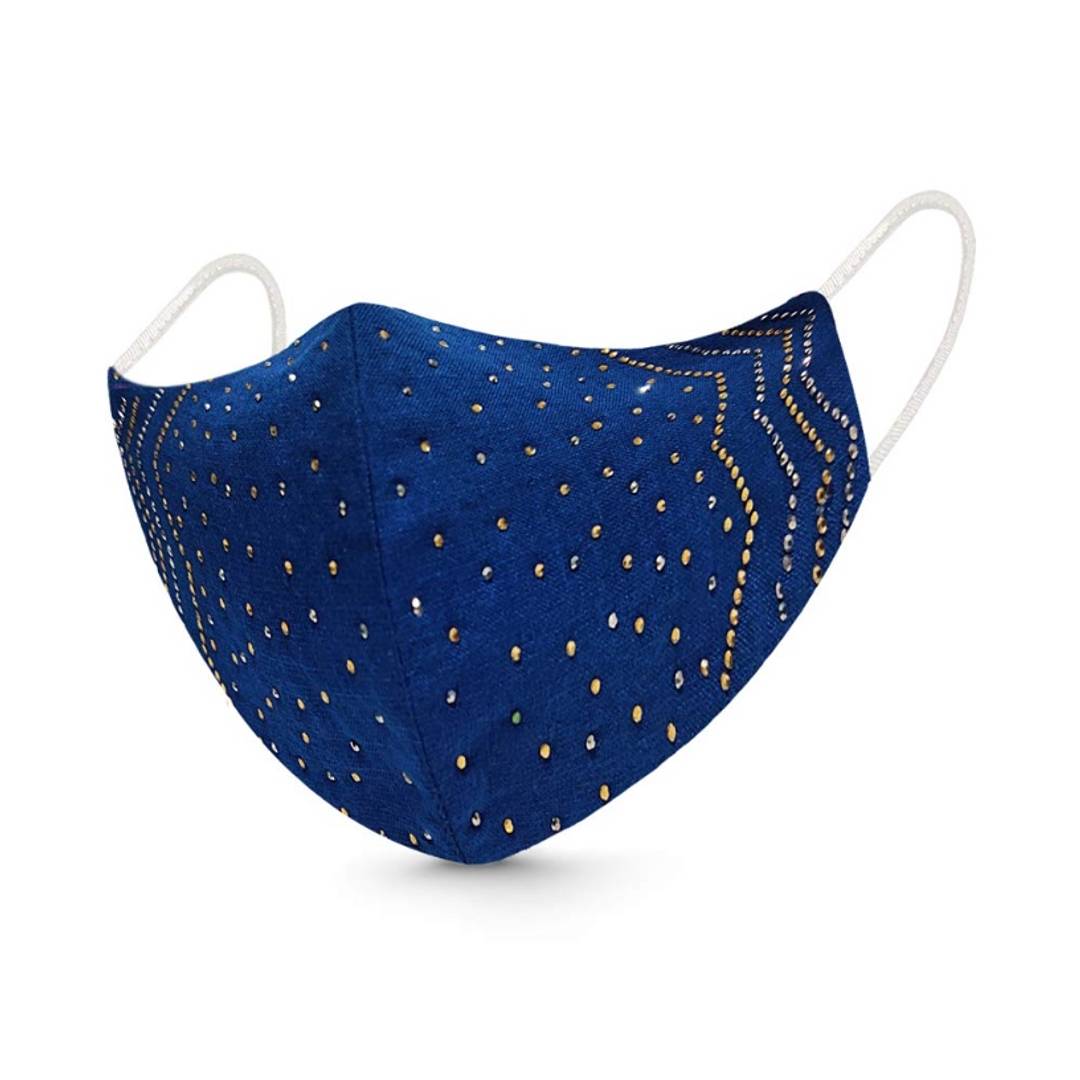 Diamond Stone Fashion Mask for Ladies. Light Weight, Breathable & Skin Friendly. Hand Washable & Reusable Fabric. 3 Layer of Protection with Super Soft Spandex Ear Loops. (Pack of 5Pcs).