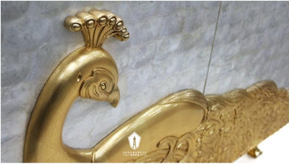Phoenix Cabinet. Golden Carved Peacock Sideboard / 48cm W 75cm High. 162cm Length