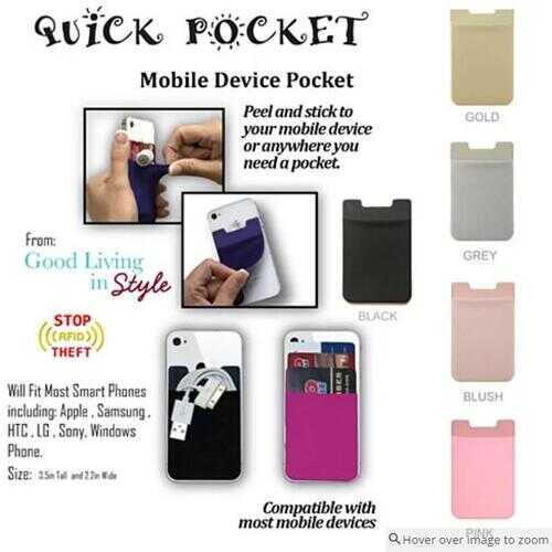 Quick Pocket For Every Smart Phone With RFID Protection -Pack: 1-Pc., Color: Blush