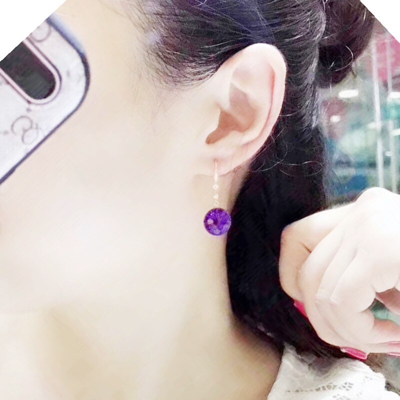 18K Gold Amethyst Drop Earrings 3.3ct x 2 pieces Gemstone Per Jewellery Fine Jewellery Purple Colour