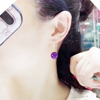 18K Gold Amethyst Drop Earrings 3.3ct x 2 pieces Gemstone Per Jewellery Fine Jewellery Purple Colour