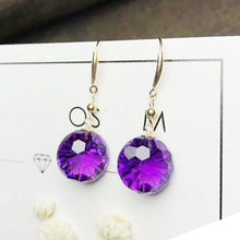 Load image into Gallery viewer, 18K Gold Amethyst Drop Earrings 3.3ct x 2 pieces Gemstone Per Jewellery Fine Jewellery Purple Colour
