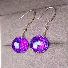 Load image into Gallery viewer, 18K Gold Amethyst Drop Earrings 3.3ct x 2 pieces Gemstone Per Jewellery Fine Jewellery Purple Colour
