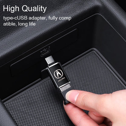 1pcs Car USB Type-C Converter Charging Adapter Auto Goods For Acura TSX 2004 2007 2008 2009 2010 TL Integta RSX RDX ILX MDX