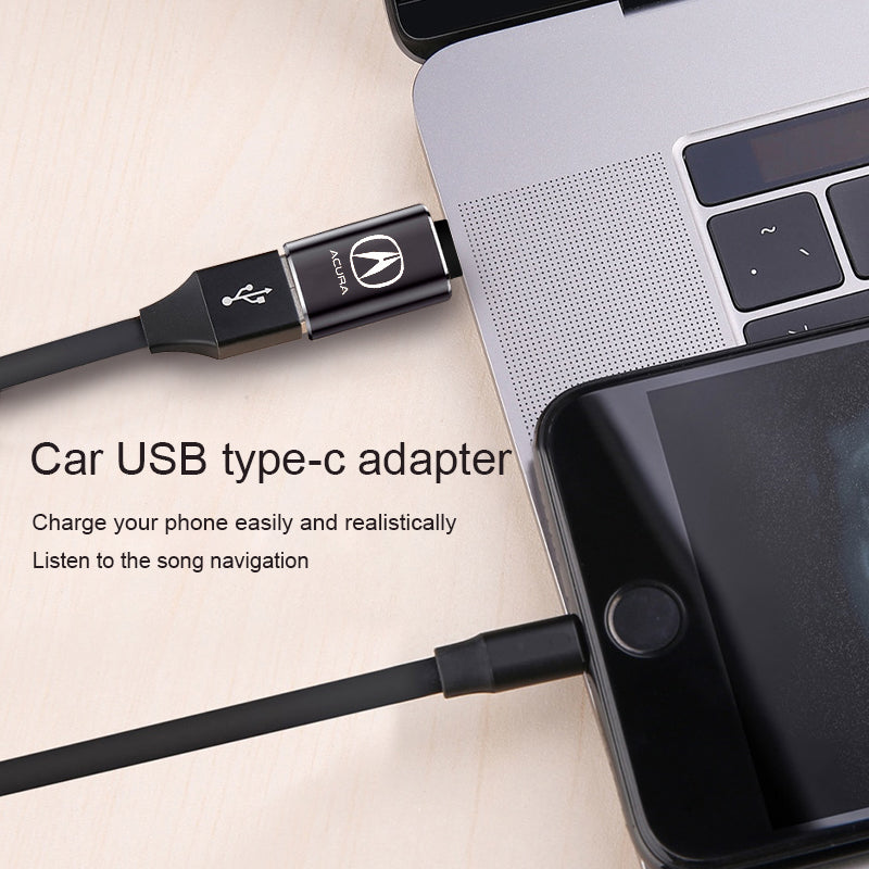 1pcs Car USB Type-C Converter Charging Adapter Auto Goods For Acura TSX 2004 2007 2008 2009 2010 TL Integta RSX RDX ILX MDX