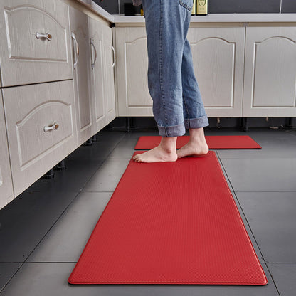 PVC Kitchen Carpet Waterproof Oilproof PU Leather Kitchen Mat Non Slip Floor Mat for Living Room Bedroom Doormat Grey Black