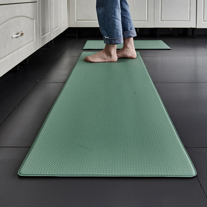 PVC Kitchen Carpet Waterproof Oilproof PU Leather Kitchen Mat Non Slip Floor Mat for Living Room Bedroom Doormat Grey Black