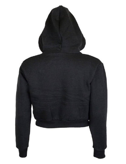 Women's Solid Crop Hoodie Long Sleeve Jumper Sweater. Hooded Pullover Coat Casual Sweatshirt Top Sudaderas Mujer