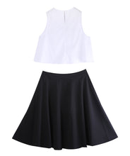 Load image into Gallery viewer, 2018 New Sexy Vintage Women&#39;s White Crop Top and Black Mini Skirt Lady Clothing Set
