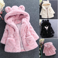 Load image into Gallery viewer, 2018 New Winter Baby Girls Clothes Faux Fur Coat Fleece Show Jacket Warm Snowsuit 1-7Y Baby Hooded Jacket Children&#39;s Outerwear
