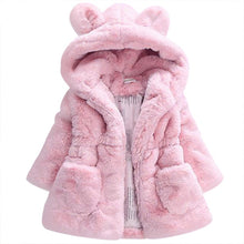 Load image into Gallery viewer, 2018 New Winter Baby Girls Clothes Faux Fur Coat Fleece Show Jacket Warm Snowsuit 1-7Y Baby Hooded Jacket Children&#39;s Outerwear
