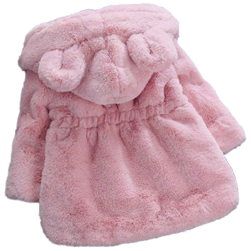 2018 New Winter Baby Girls Clothes Faux Fur Coat Fleece Show Jacket Warm Snowsuit 1-7Y Baby Hooded Jacket Children's Outerwear