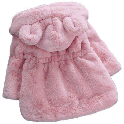 2018 New Winter Baby Girls Clothes Faux Fur Coat Fleece Show Jacket Warm Snowsuit 1-7Y Baby Hooded Jacket Children's Outerwear