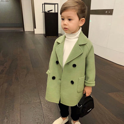 2019 High Quality Lattice Children Coat Wool Coat For Boys Fashion Autumn Winter Jacket Boy Windbreaker Kids Winter Overcoat 6 Y