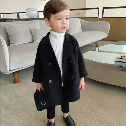 2019 High Quality Lattice Children Coat Wool Coat For Boys Fashion Autumn Winter Jacket Boy Windbreaker Kids Winter Overcoat 6 Y