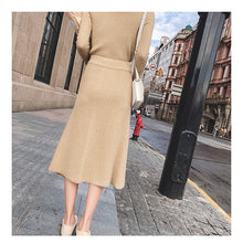 Load image into Gallery viewer, 2019 High Waist Women Knitted A Line Long Skirts Vintage Autumn Winter Thick Women Midi Skirt Faldas Jupe Femme Saia
