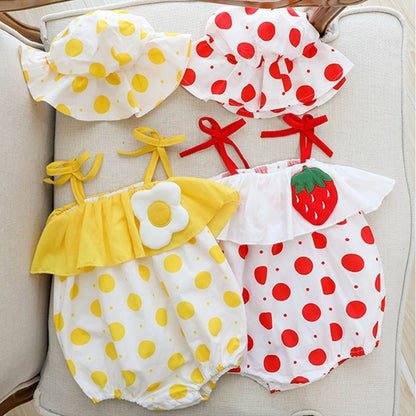 2019 NEW 2 PCS Baby Girls Clothes Summer Sunsuit Floral Print Princess Rompers+Sun Hat Brief Set Infant Outfit Jumpsuit Clothes