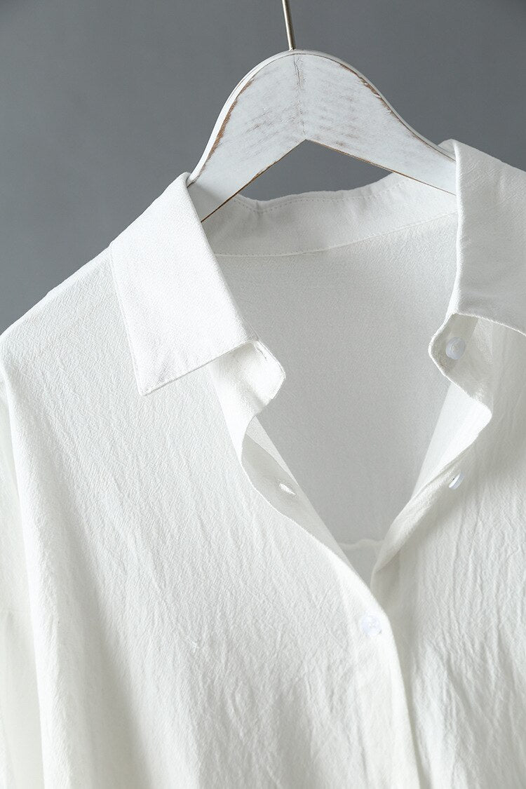 2019 New Women Long White Blouse Turn Down Collar Boho Summer Womens Tops And Blouses Women Shirts Blusas Roupa Feminina Clothes