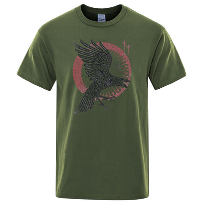 2019 Summer Casual Men's T-shirt Viking Legend Ragnar's Raven Short Sleeve Mens T-shirt Streetwear 100% Cotton Men Tops Tees