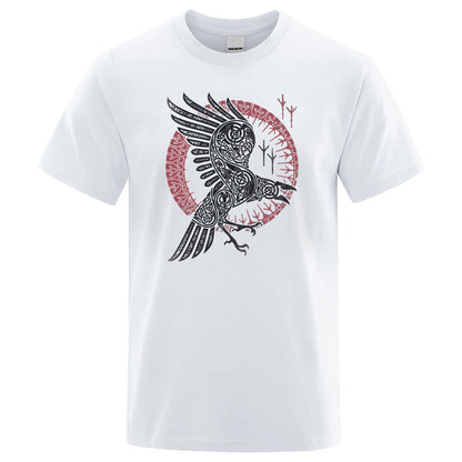 2019 Summer Casual Men's T-shirt Viking Legend Ragnar's Raven Short Sleeve Mens T-shirt Streetwear 100% Cotton Men Tops Tees