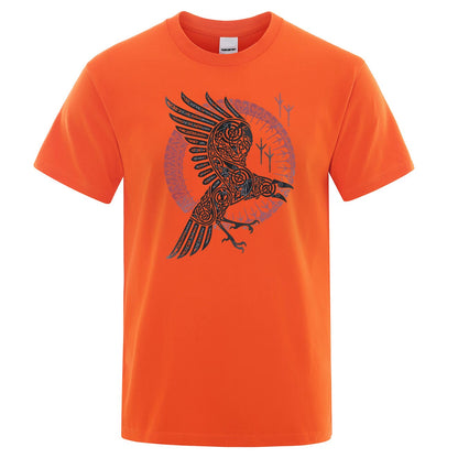 2019 Summer Casual Men's T-shirt Viking Legend Ragnar's Raven Short Sleeve Mens T-shirt Streetwear 100% Cotton Men Tops Tees