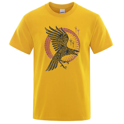 2019 Summer Casual Men's T-shirt Viking Legend Ragnar's Raven Short Sleeve Mens T-shirt Streetwear 100% Cotton Men Tops Tees
