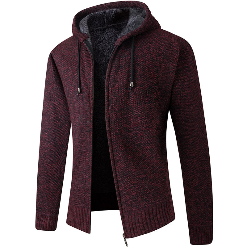 2020 Men's Cardigan Hooded Collar Fleece Warm Sweaters Coat Men Coat Hoodies Jacket Thick Full  Solid Cardigan Male Coats