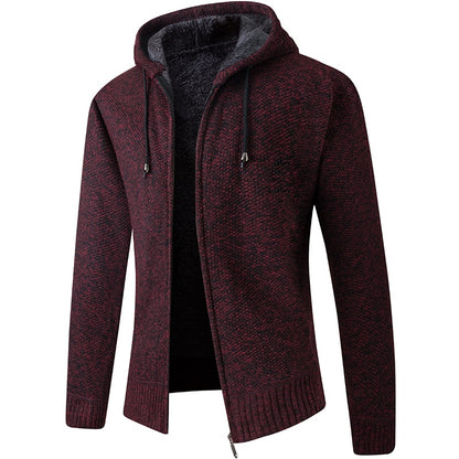 2020 Men's Cardigan Hooded Collar Fleece Warm Sweaters Coat Men Coat Hoodies Jacket Thick Full  Solid Cardigan Male Coats