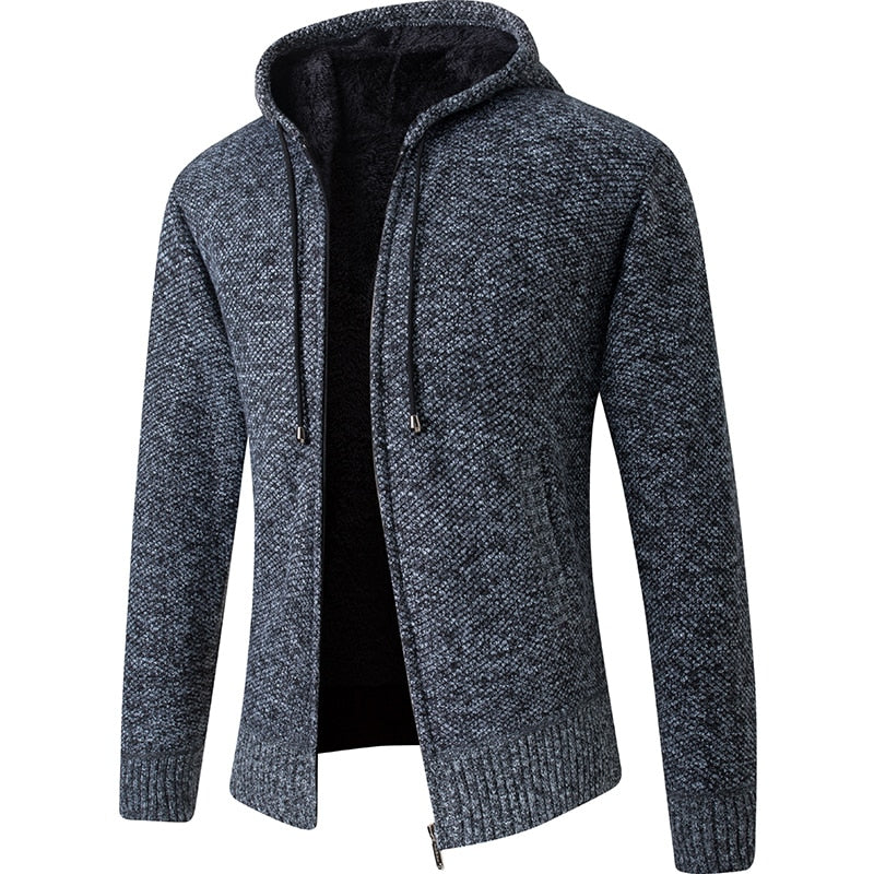 2020 Men's Cardigan Hooded Collar Fleece Warm Sweaters Coat Men Coat Hoodies Jacket Thick Full  Solid Cardigan Male Coats