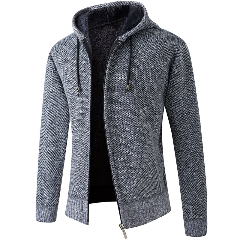 2020 Men's Cardigan Hooded Collar Fleece Warm Sweaters Coat Men Coat Hoodies Jacket Thick Full  Solid Cardigan Male Coats