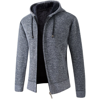 2020 Men's Cardigan Hooded Collar Fleece Warm Sweaters Coat Men Coat Hoodies Jacket Thick Full  Solid Cardigan Male Coats
