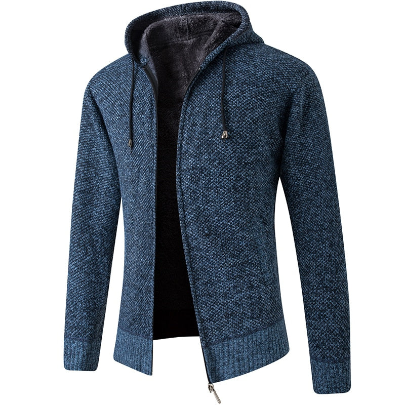 2020 Men's Cardigan Hooded Collar Fleece Warm Sweaters Coat Men Coat Hoodies Jacket Thick Full  Solid Cardigan Male Coats