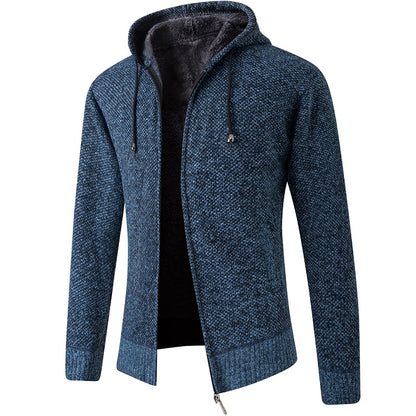 2020 Men's Cardigan Hooded Collar Fleece Warm Sweaters Coat Men Coat Hoodies Jacket Thick Full  Solid Cardigan Male Coats