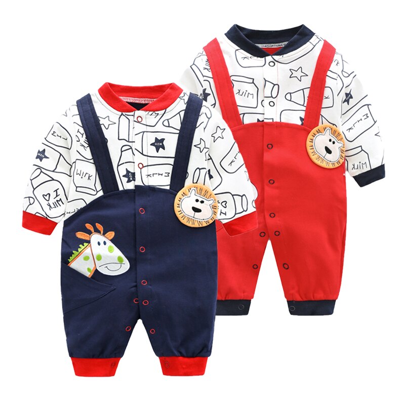 2020 Newborn Baby Boy Girls Clothes Spring Autumn Long Sleeve Cartoon Rompers 0 1Baby Cotton Climbing Animal Costumes Jumpsuit