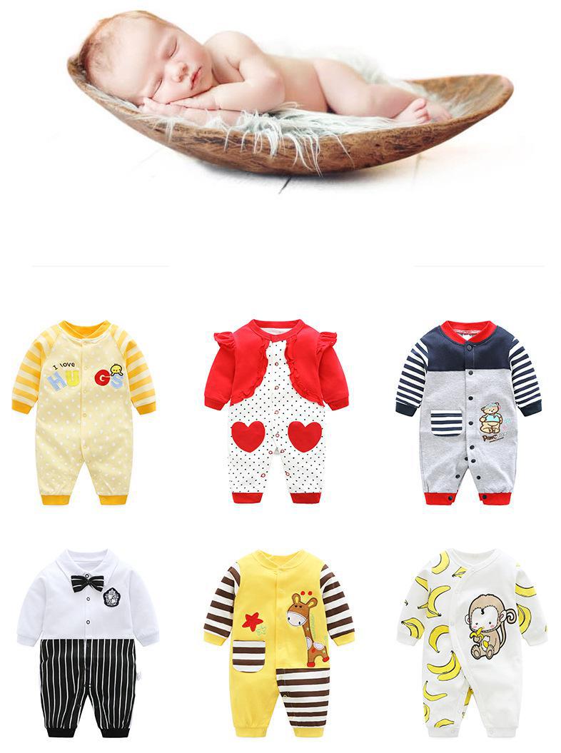 2020 Newborn Baby Boy Girls Clothes Spring Autumn Long Sleeve Cartoon Rompers 0 1Baby Cotton Climbing Animal Costumes Jumpsuit