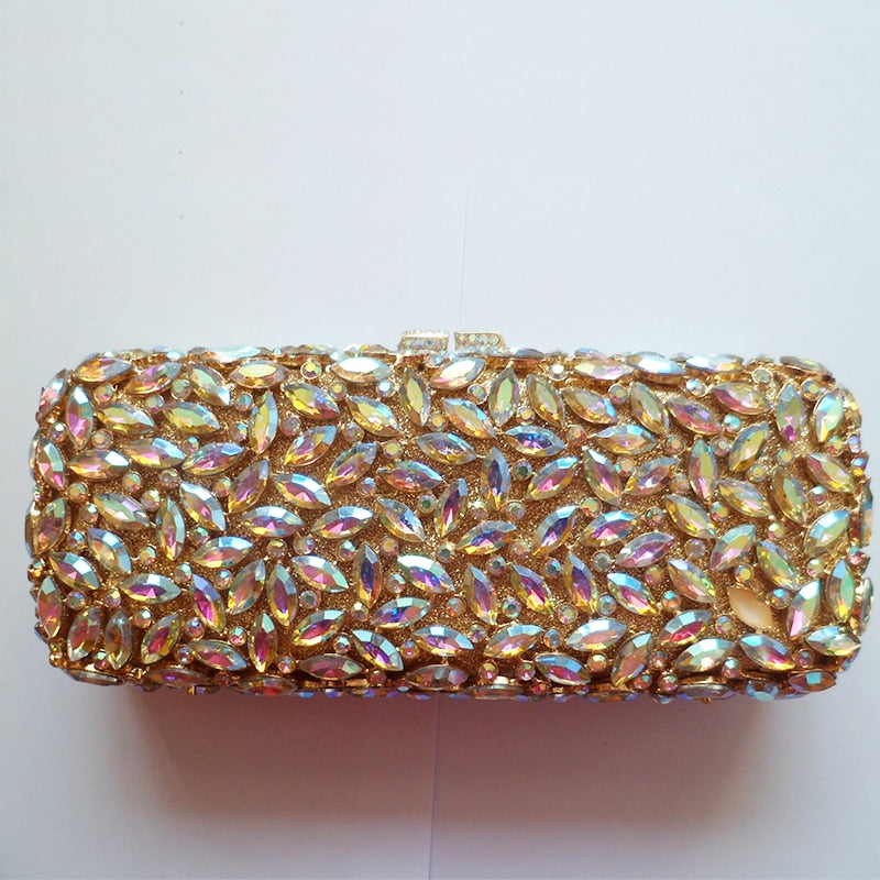 2021 AB Rhinestone Evening Crystal Purse Bag Women Handbag Gemstone Party Wedding Clutches Female Small Chain Shoulder Purses