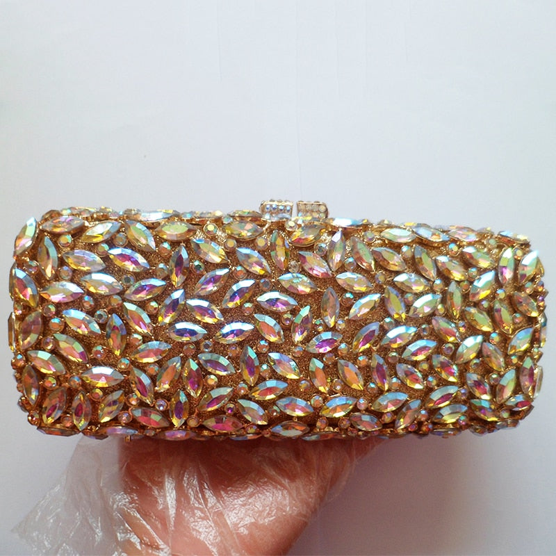 2021 AB Rhinestone Evening Crystal Purse Bag Women Handbag Gemstone Party Wedding Clutches Female Small Chain Shoulder Purses