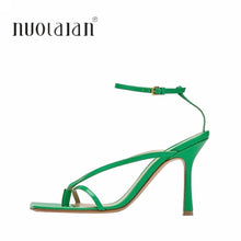 將圖片載入圖庫檢視器 2021 Ankle Strap Women Sandals Summer Fashion Brand Thin High Heels Gladiator Sandal Shoes Narrow Band Party Dress Pump Shoes
