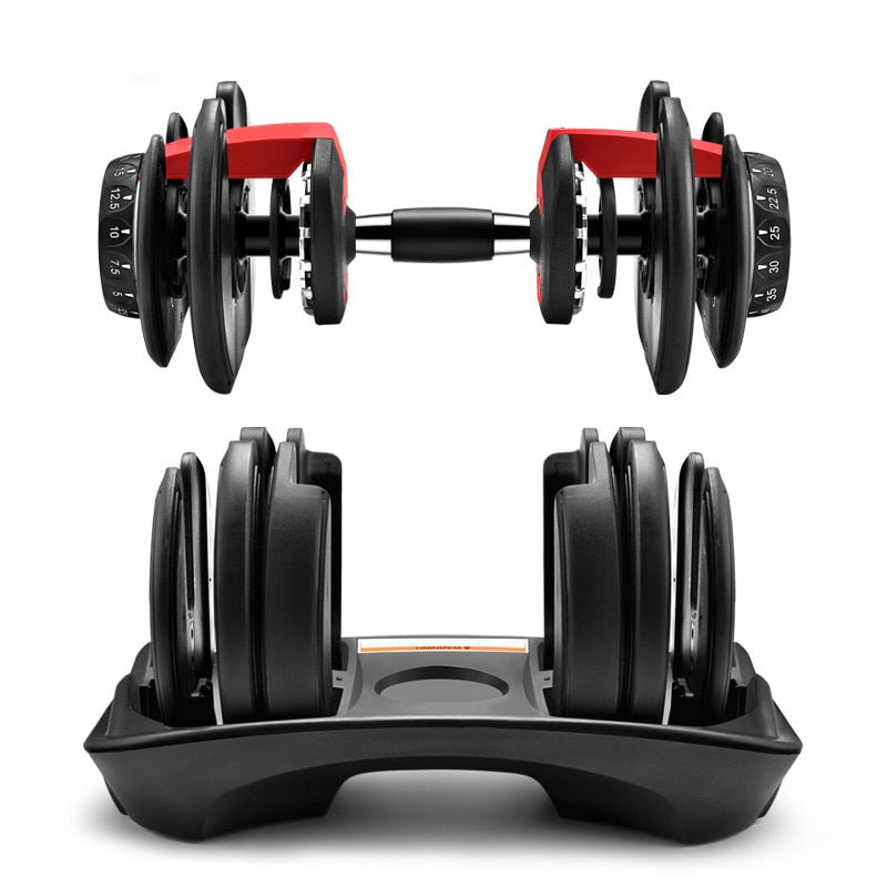 2021 Hot Sale 1Pair Adjustable Dumbbell 35Lbs Cheap Set  5-50 Lbs Quickly Adjust Automatic Smart Dumbbell Set for Fitness