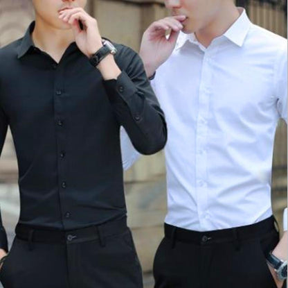 2021 Large Size Men's Business Casual Long Sleeved Shirt White Blue Black Smart Male Social Dress Shirt Plus Dropshipping