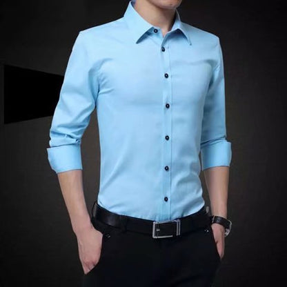 2021 Large Size Men's Business Casual Long Sleeved Shirt White Blue Black Smart Male Social Dress Shirt Plus Dropshipping