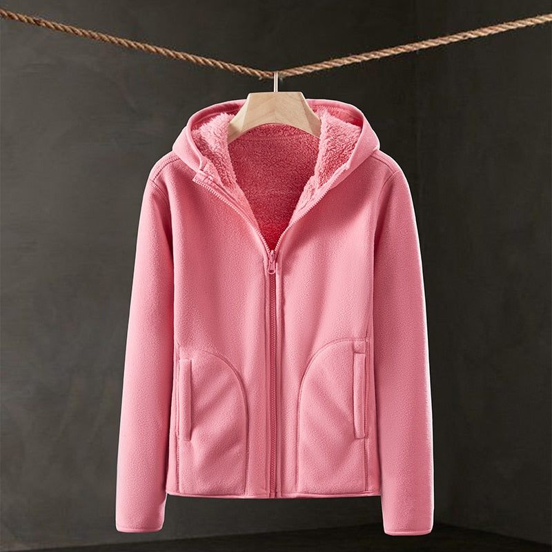 2021 NEW Outdoor Sports Autumn And Winter Fleece Women's Thickened Warm Flannel Cardigan Jacket Casual Versatile Korean Girl