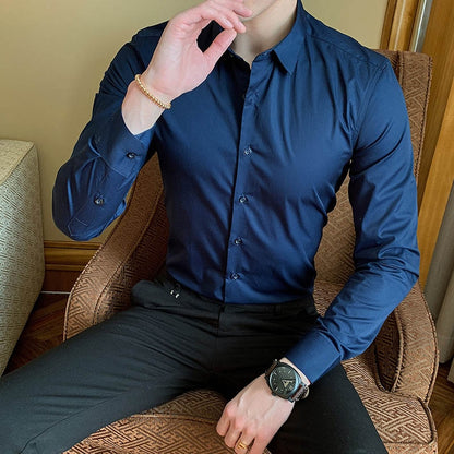 2021 New Fashion Cotton Long Sleeve Shirt Solid Slim Fit Male Social Casual Business White Black Dress Shirts 5XL 6XL 7XL 8XL