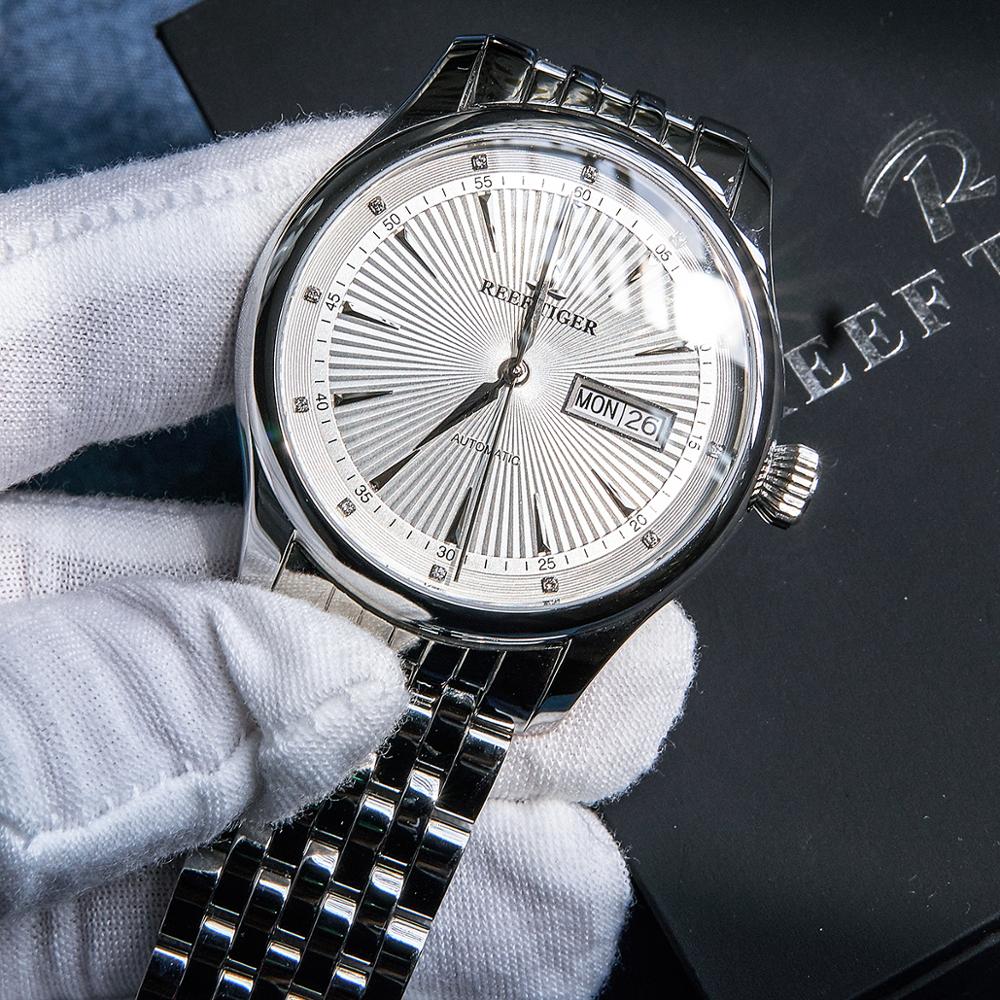 2021 Reef Tiger/RT Luxury Dress Watch for Men Stainless Steel Bracelet Blue Dial Automatic Wrist Watches RGA8232